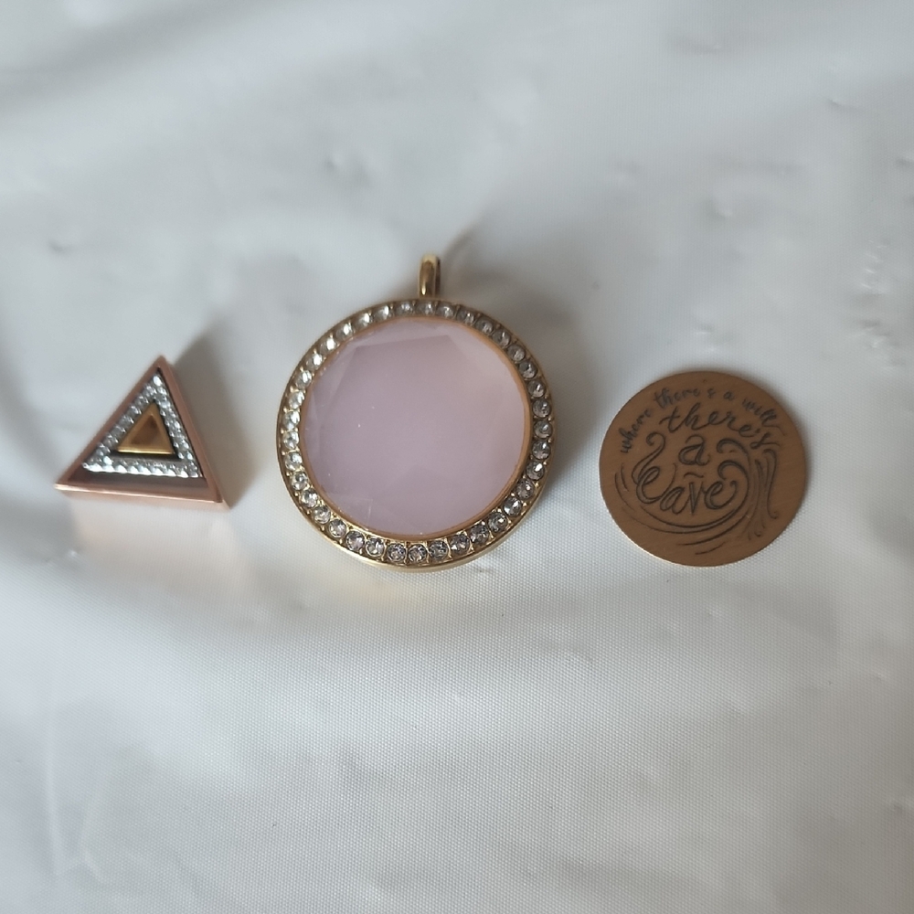 Origami Owl Pink and Gold Necklace Set